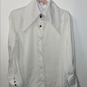 Elegant White Blouse with Black Buttons “New”